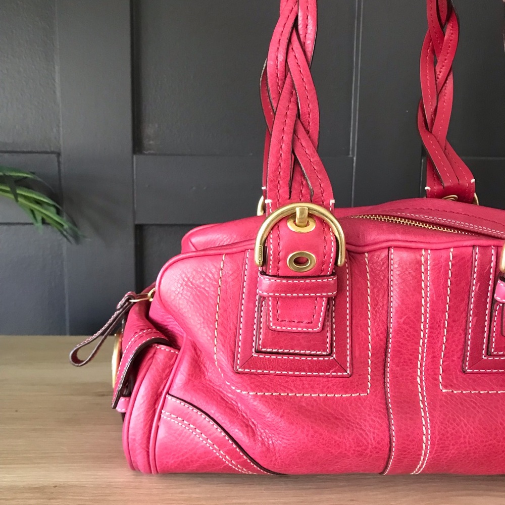 Coach Mia Vintage Leather Shoulder Bag 10048 Y2K 2006, Rare Pink, Braided Strap - Picture 11 of 16